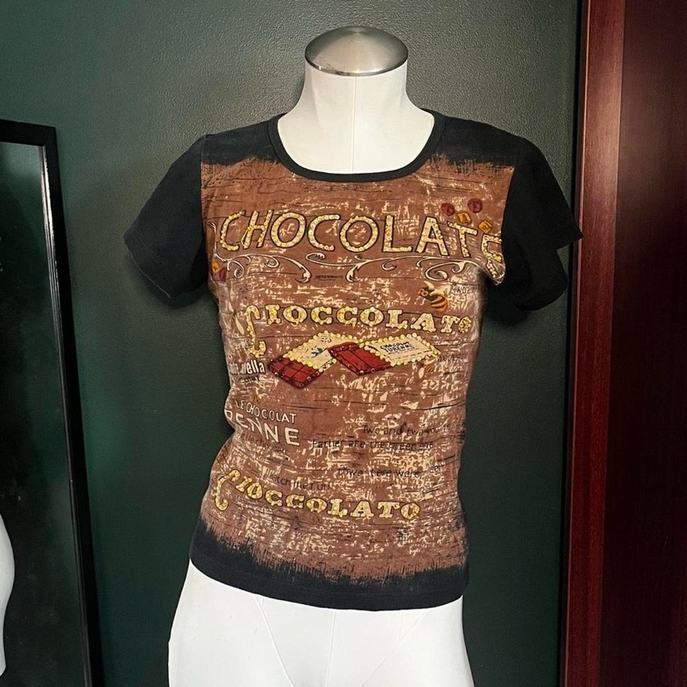 Chocolate Graphic Beaded Baby Tee